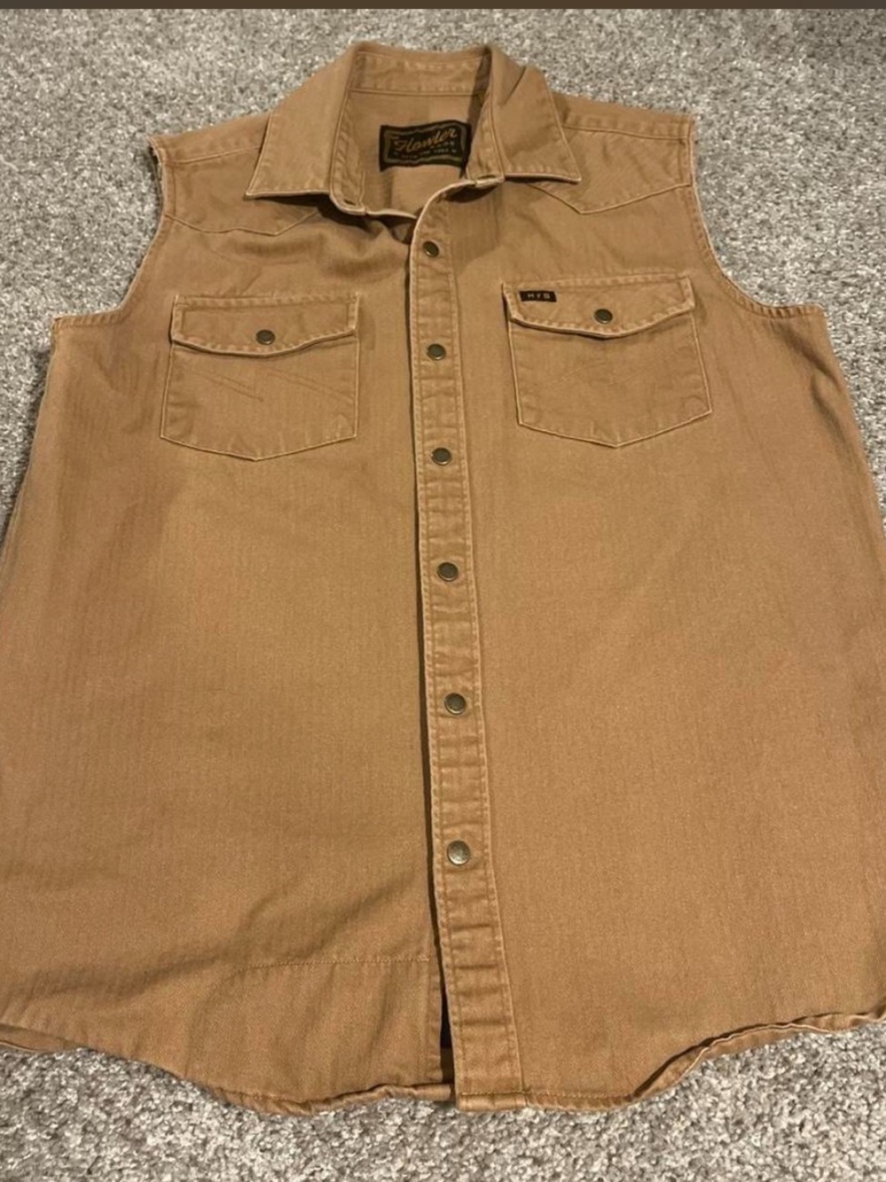 Howler Brothers Sleeveless Button-Front Work Shirt - Brown